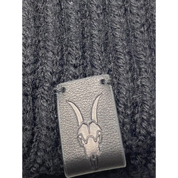 AllSaints Rib Scarf Mens One Size Black 100% Merino Wool Winter Knit Tag New - Picture 7 of 8